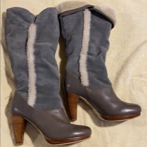 Very Volatile Gray Leather/suede fur lined boots
